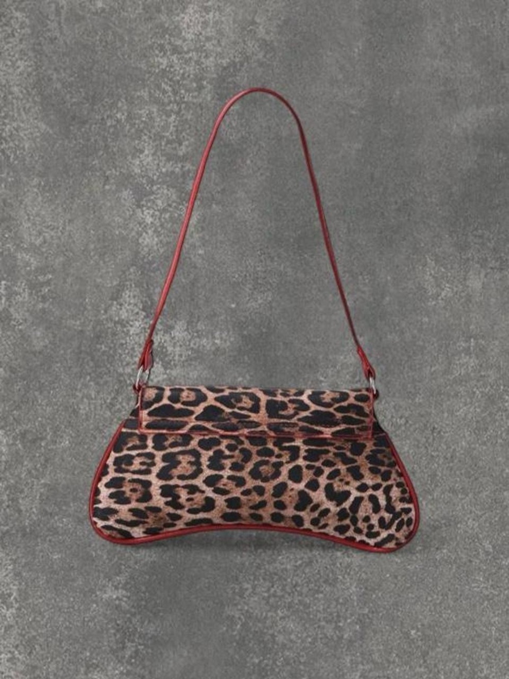 Leopard Print Shoulder Bag with Red Trim - Picture 2 of 4